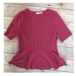 Catos Black and Red Peplum Blouse